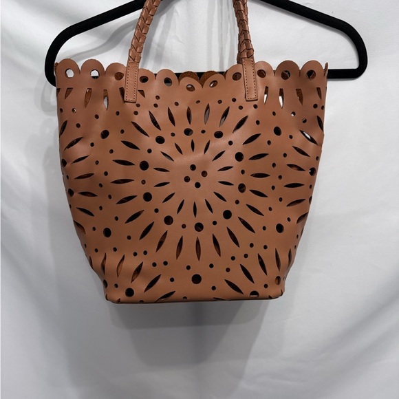 Chico's Handbags - Chico's Tan Laser-Cut Tote Bag
